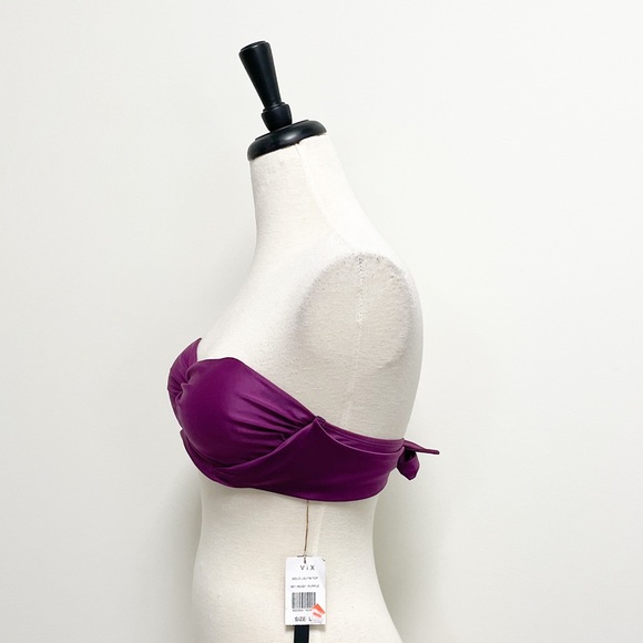 Paula Hermanny Vix Purple Solid Lolita Bandeau Bikini Top NWT Large Underwire - Picture 2 of 12